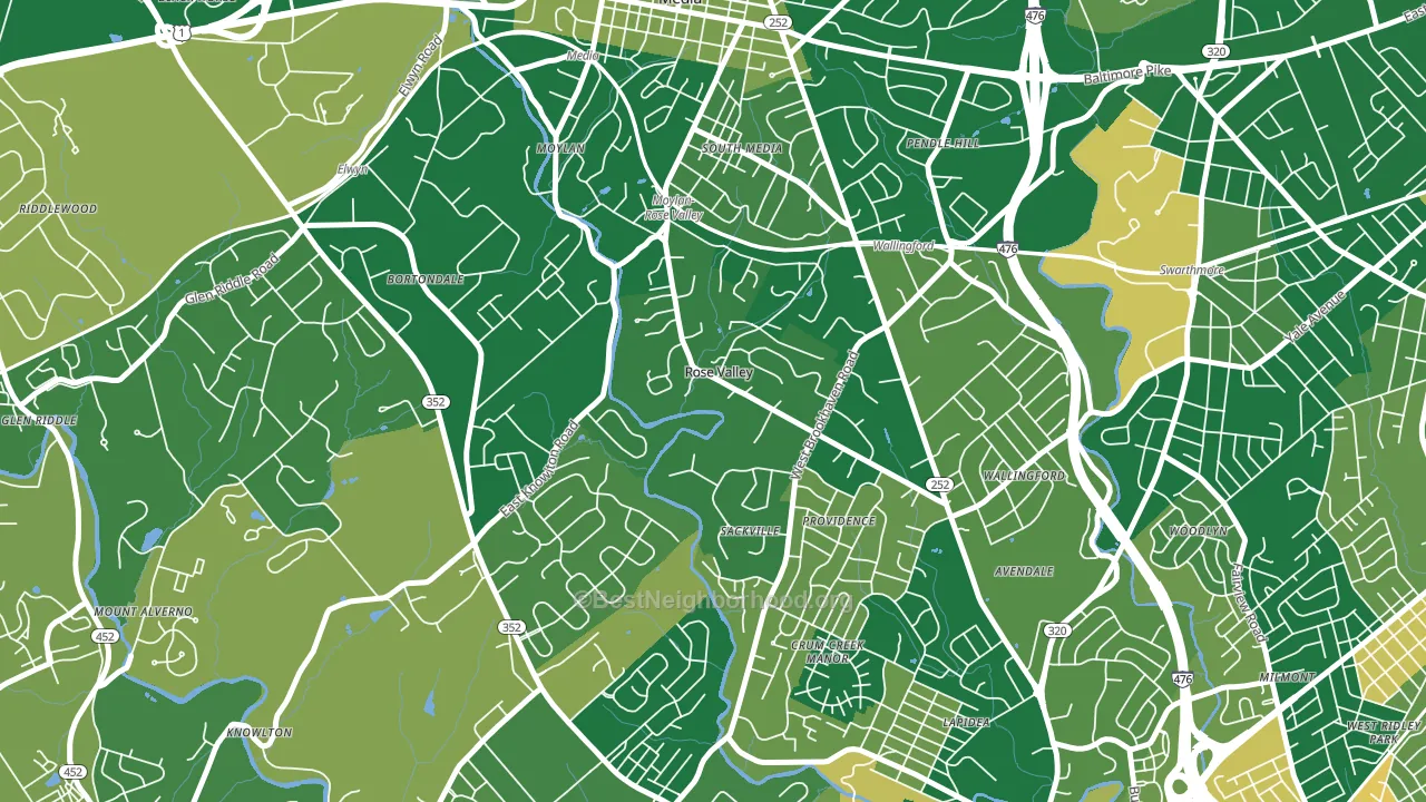 Rose Valley, PA block-group voter-turnout map