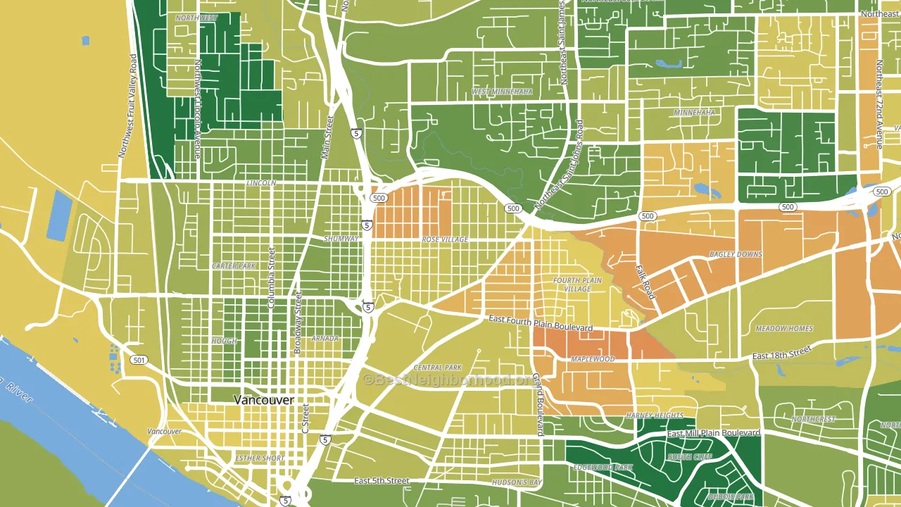 Rose Village, Vancouver, WA block-group voter-turnout map