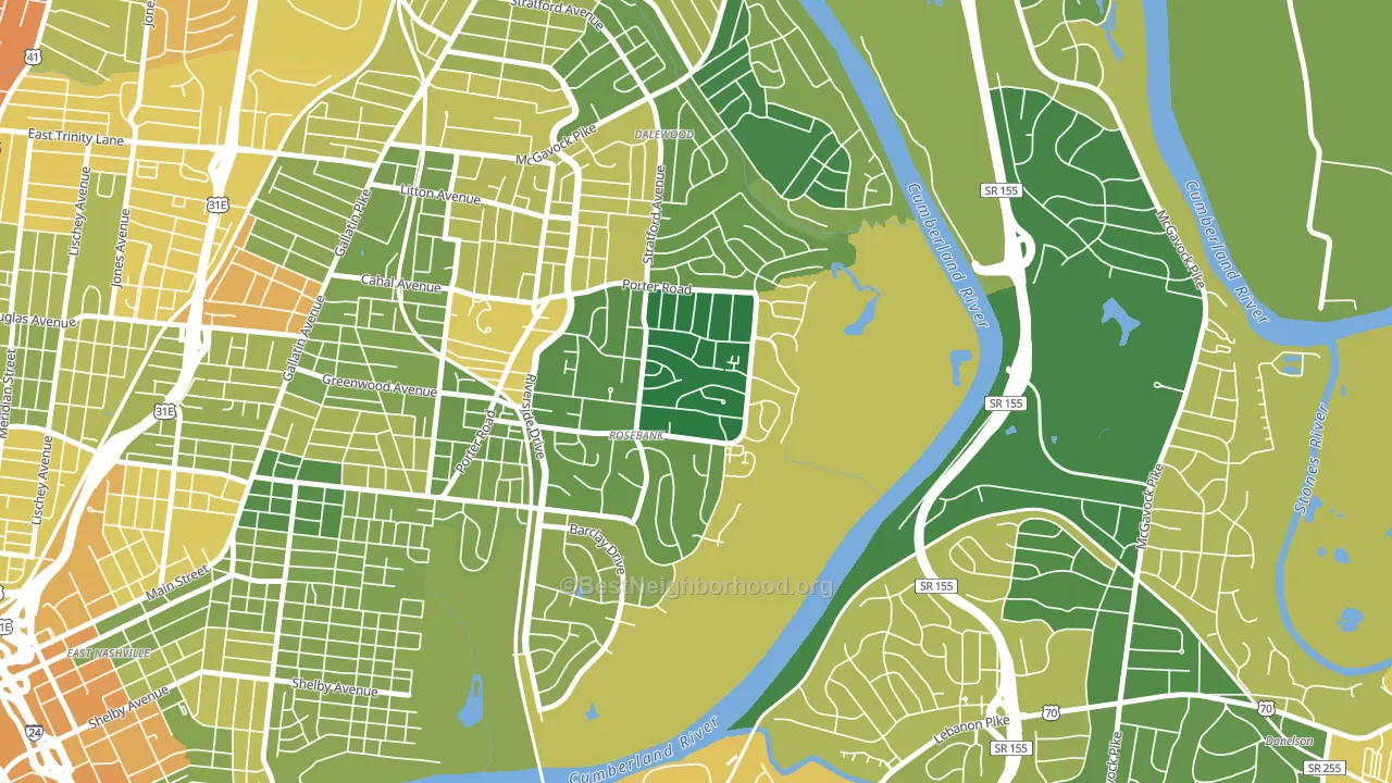 Rosebank, Nashville, TN block-group voter-turnout map
