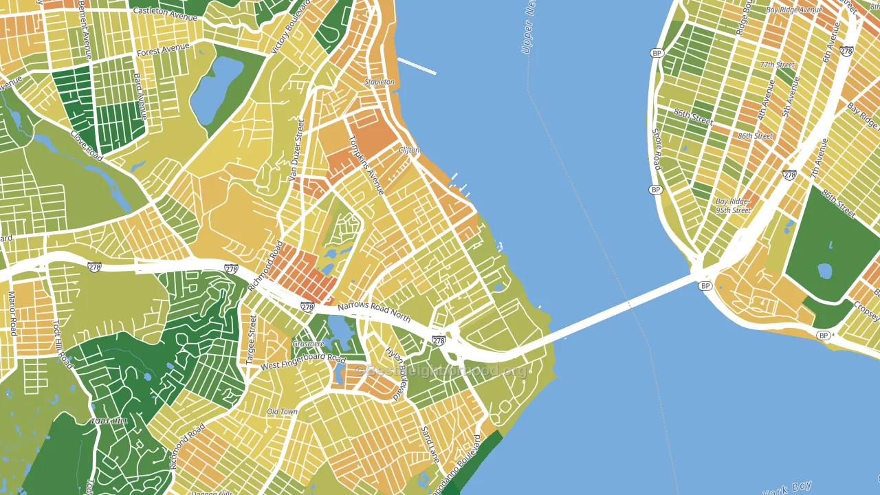 Rosebank, Staten Island, NY block-group voter-turnout map