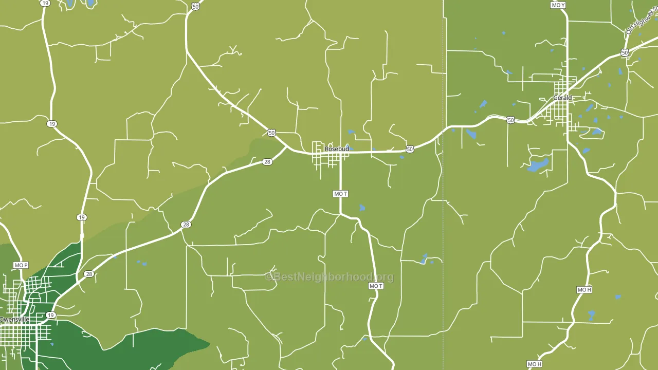 Rosebud, MO block-group voter-turnout map