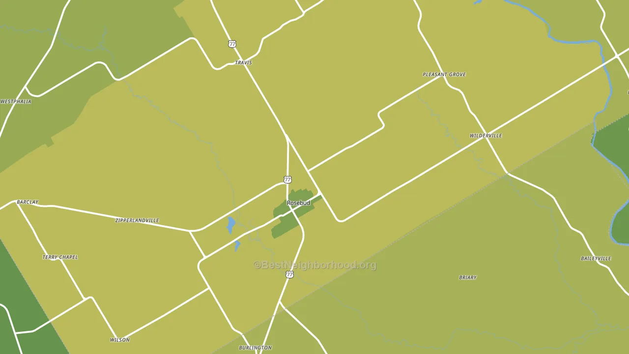 Rosebud, TX block-group voter-turnout map