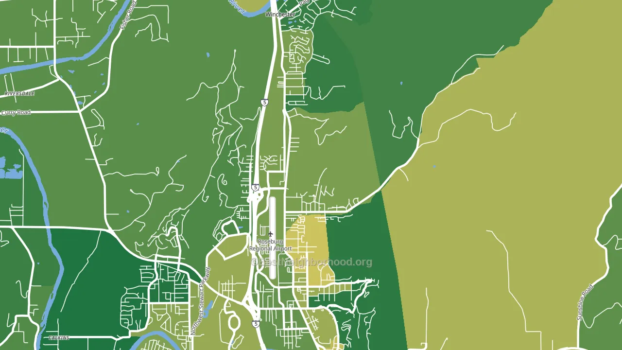 Roseburg North, OR block-group voter-turnout map