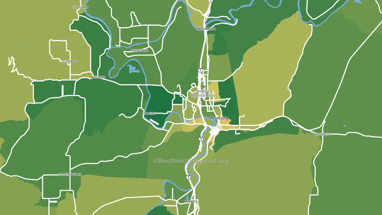 Roseburg, OR block-group voter-turnout map