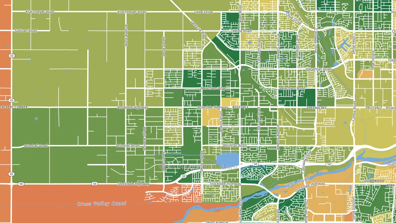 Rosedale, Bakersfield, CA block-group voter-turnout map