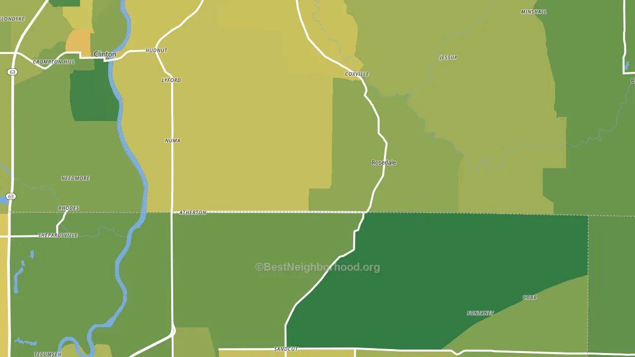 Rosedale, IN block-group voter-turnout map