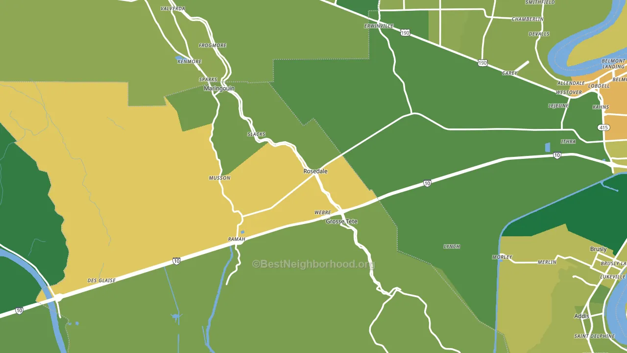 Rosedale, LA block-group voter-turnout map
