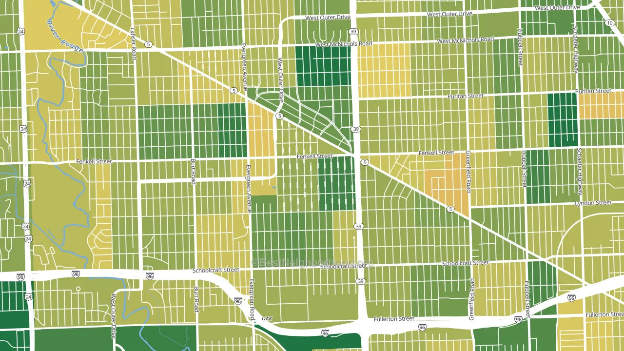 Rosedale Park, Detroit, MI block-group voter-turnout map