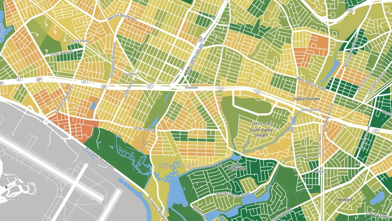 Rosedale, Queens, NY block-group voter-turnout map