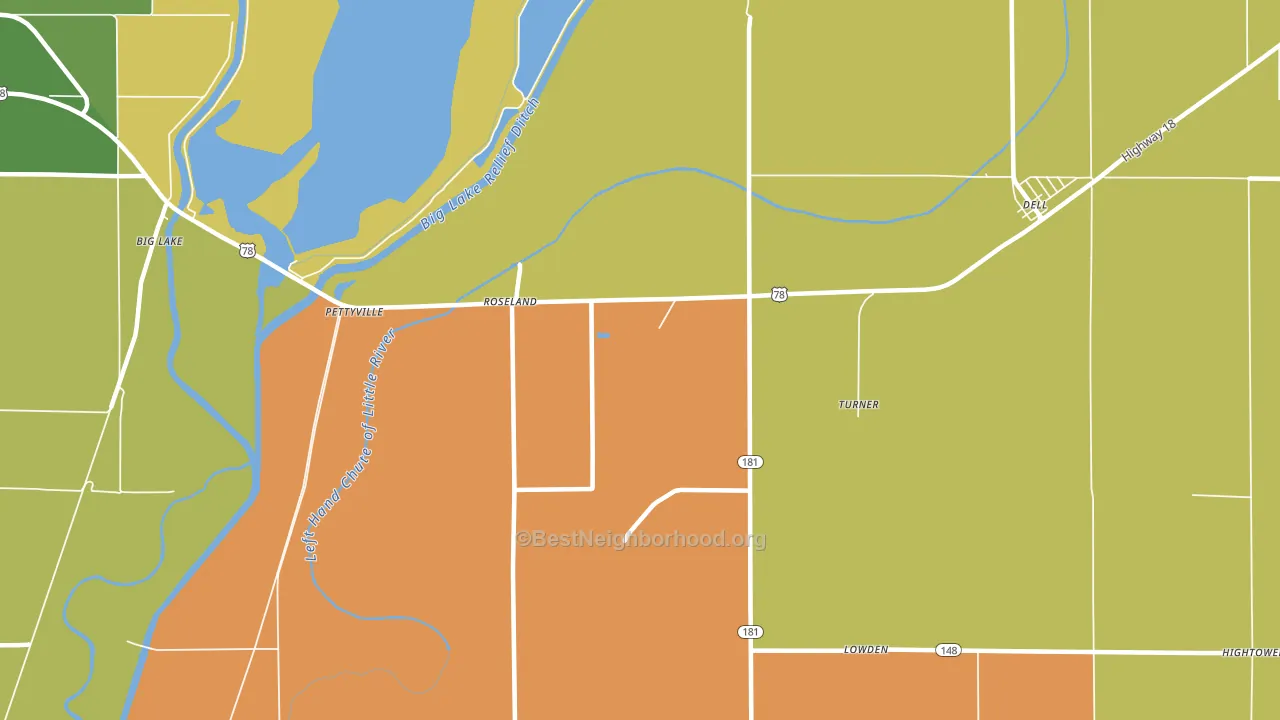Roseland, AR block-group voter-turnout map