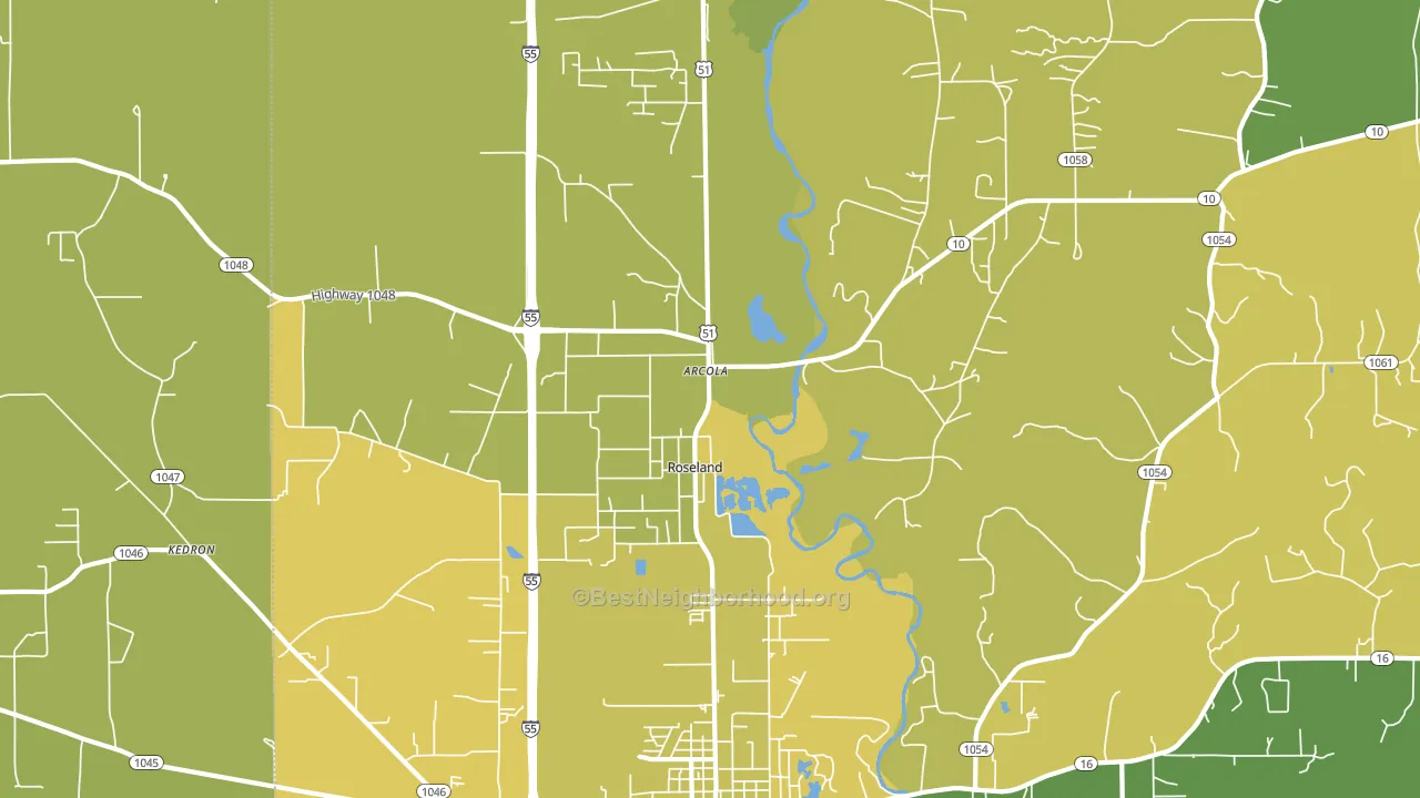 Roseland, LA block-group voter-turnout map