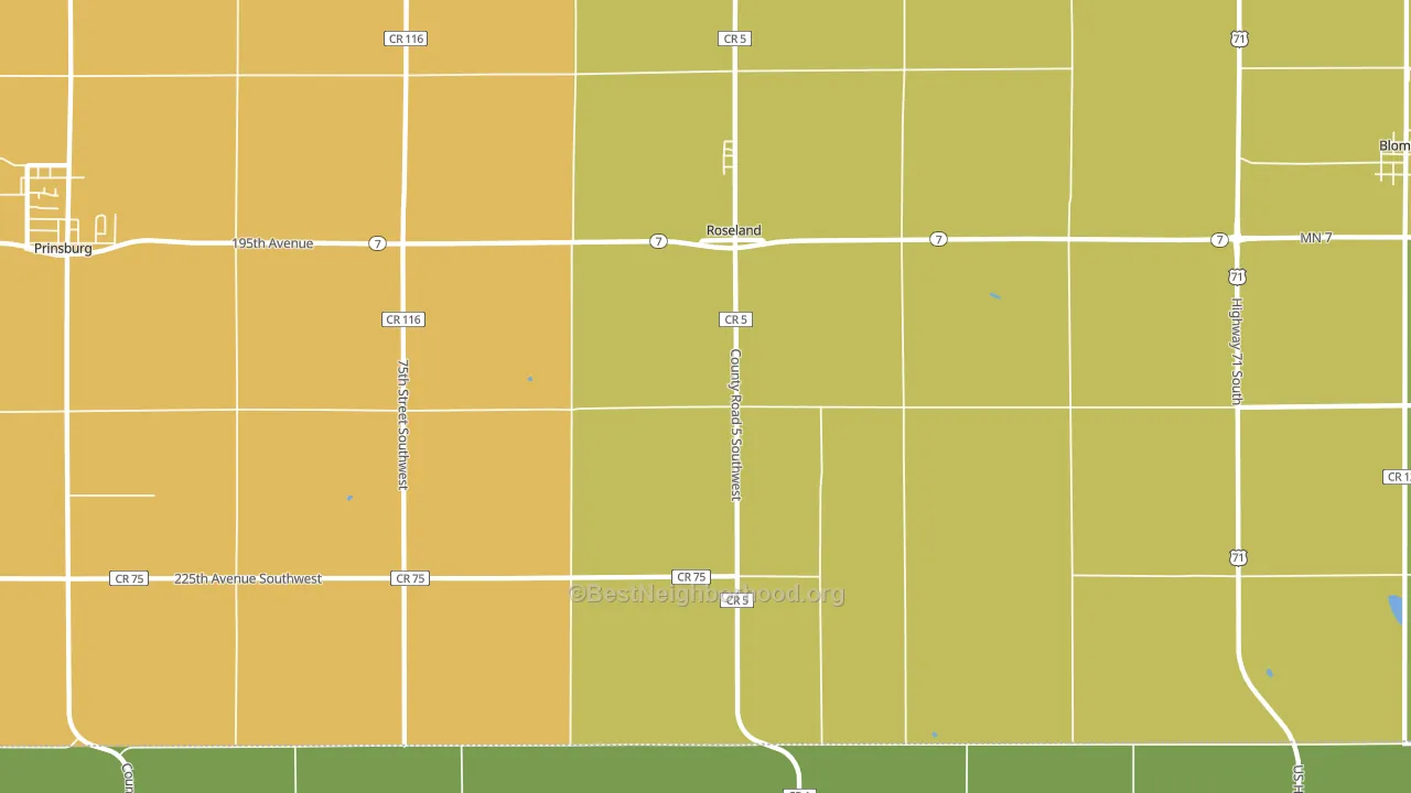 Roseland, MN block-group voter-turnout map