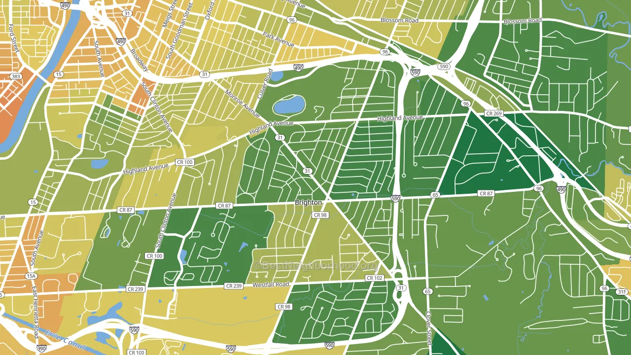 Roselawn, Brighton, NY block-group voter-turnout map