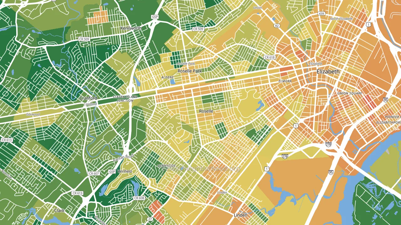 Roselle, NJ block-group voter-turnout map