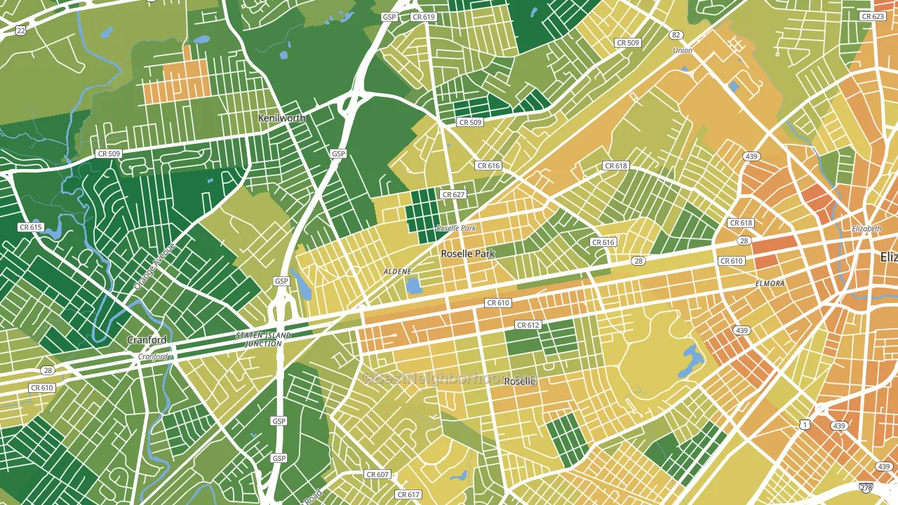 Roselle Park, NJ block-group voter-turnout map