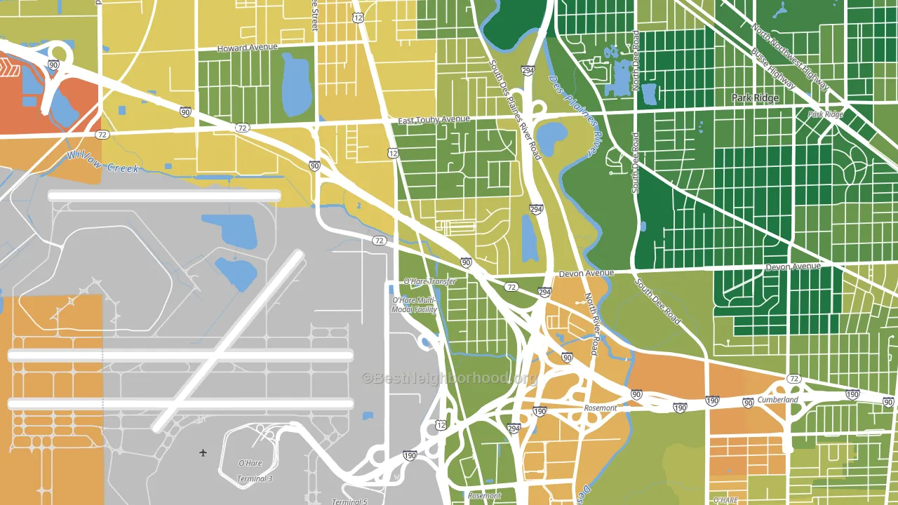 Rosemont, IL block-group voter-turnout map