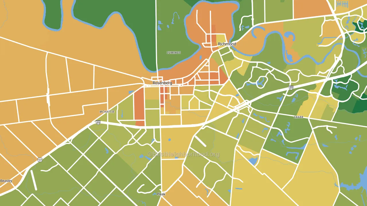 Rosenberg, TX block-group voter-turnout map