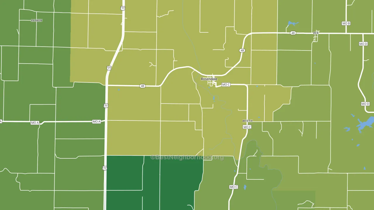 Rosendale, MO block-group voter-turnout map