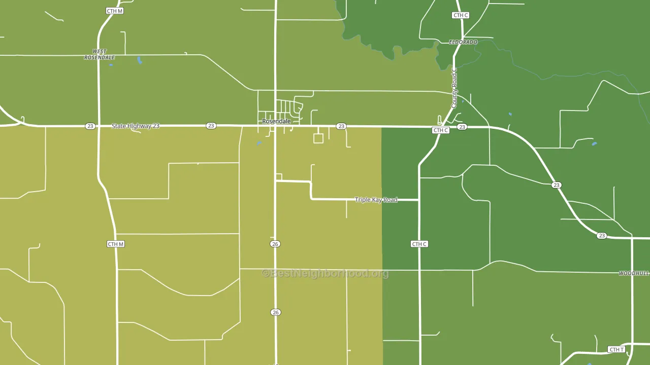Rosendale, WI block-group voter-turnout map