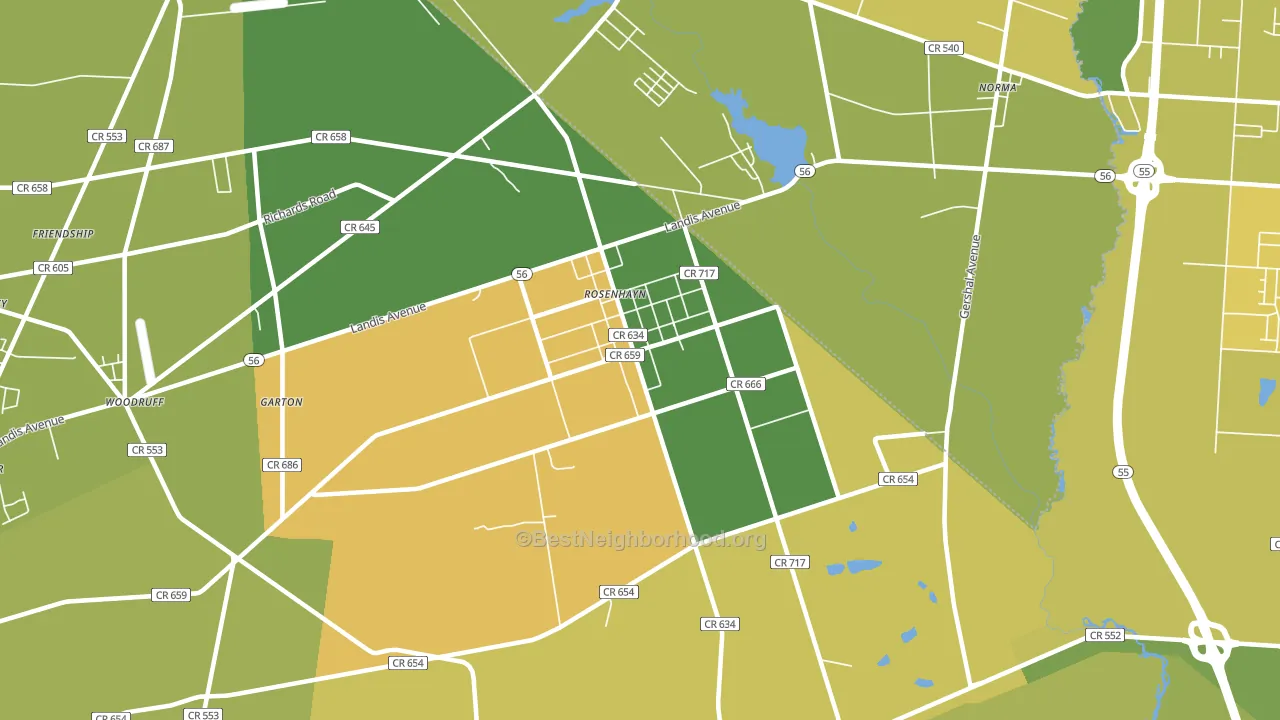 Rosenhayn, NJ block-group voter-turnout map