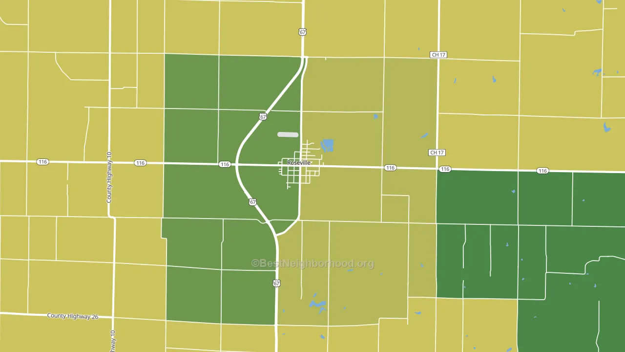 Roseville, IL block-group voter-turnout map