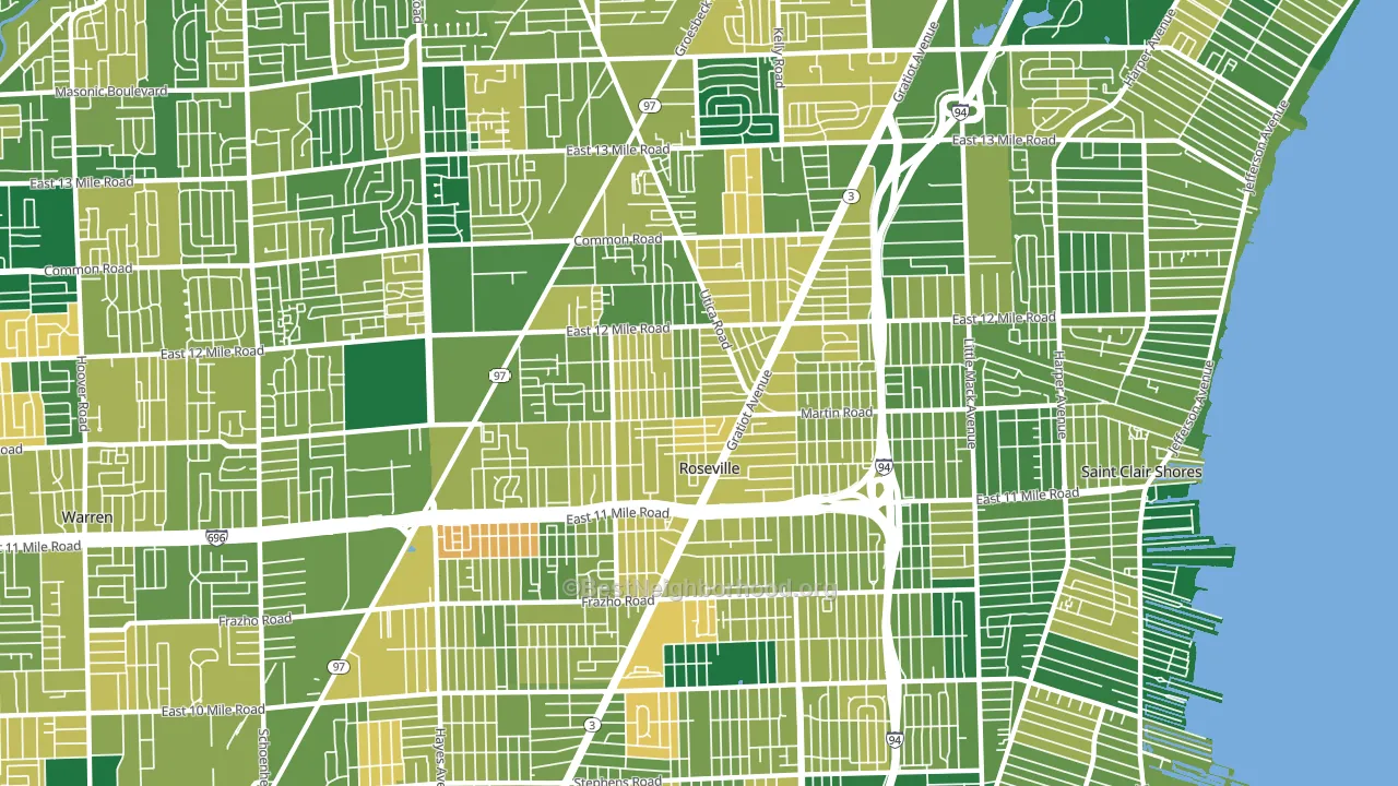 Roseville, MI block-group voter-turnout map