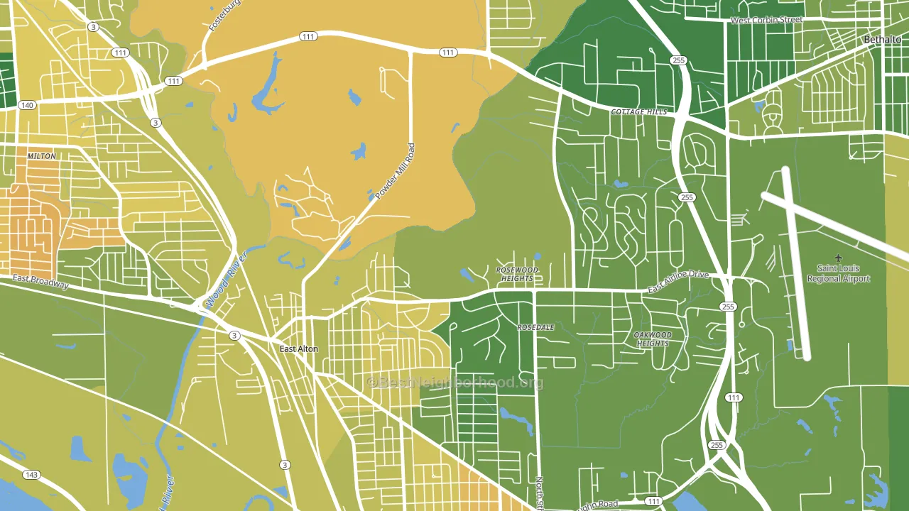 Rosewood Heights, IL block-group voter-turnout map