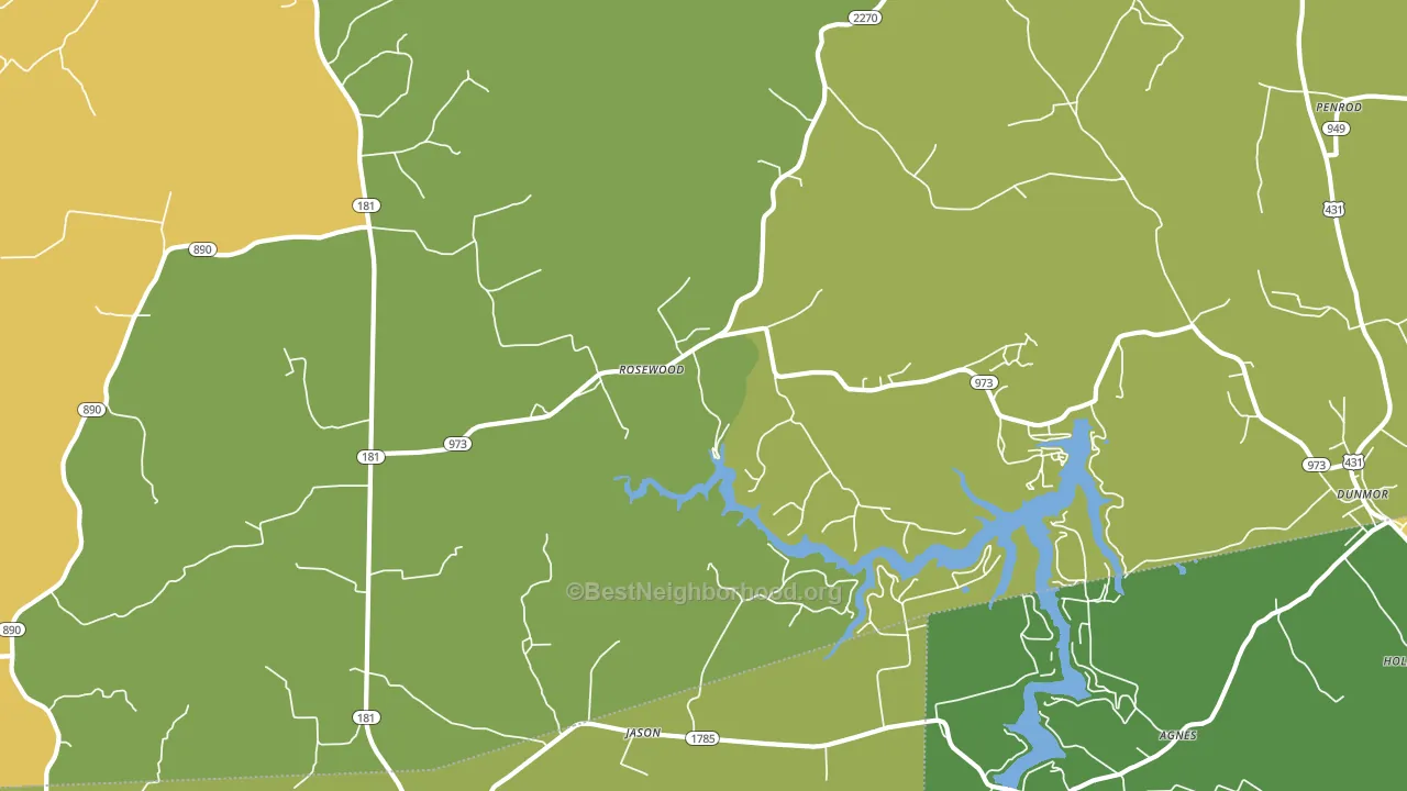 Rosewood, KY block-group voter-turnout map
