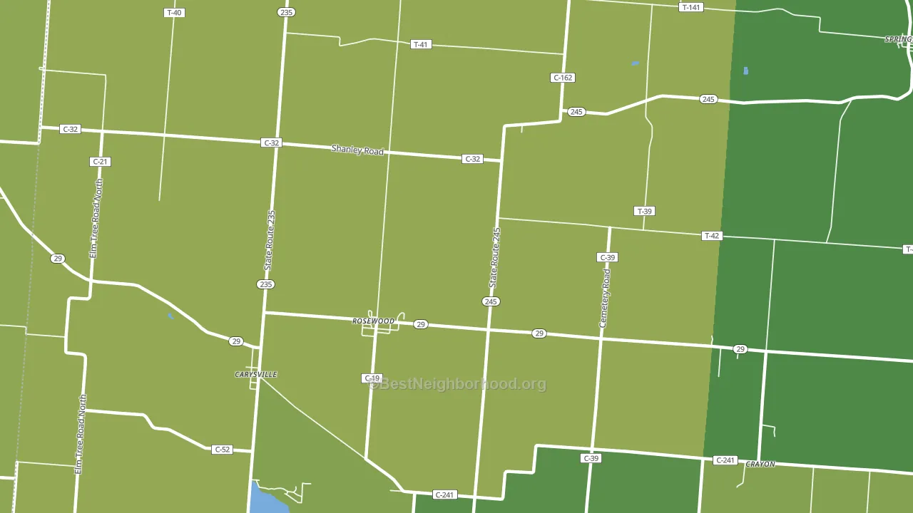 Rosewood, OH block-group voter-turnout map