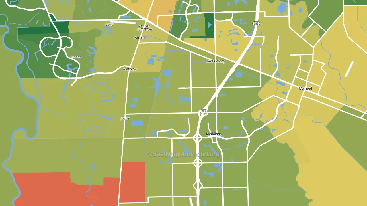 Rosharon, TX block-group voter-turnout map
