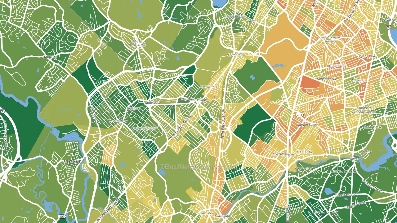 Roslindale, MA block-group voter-turnout map