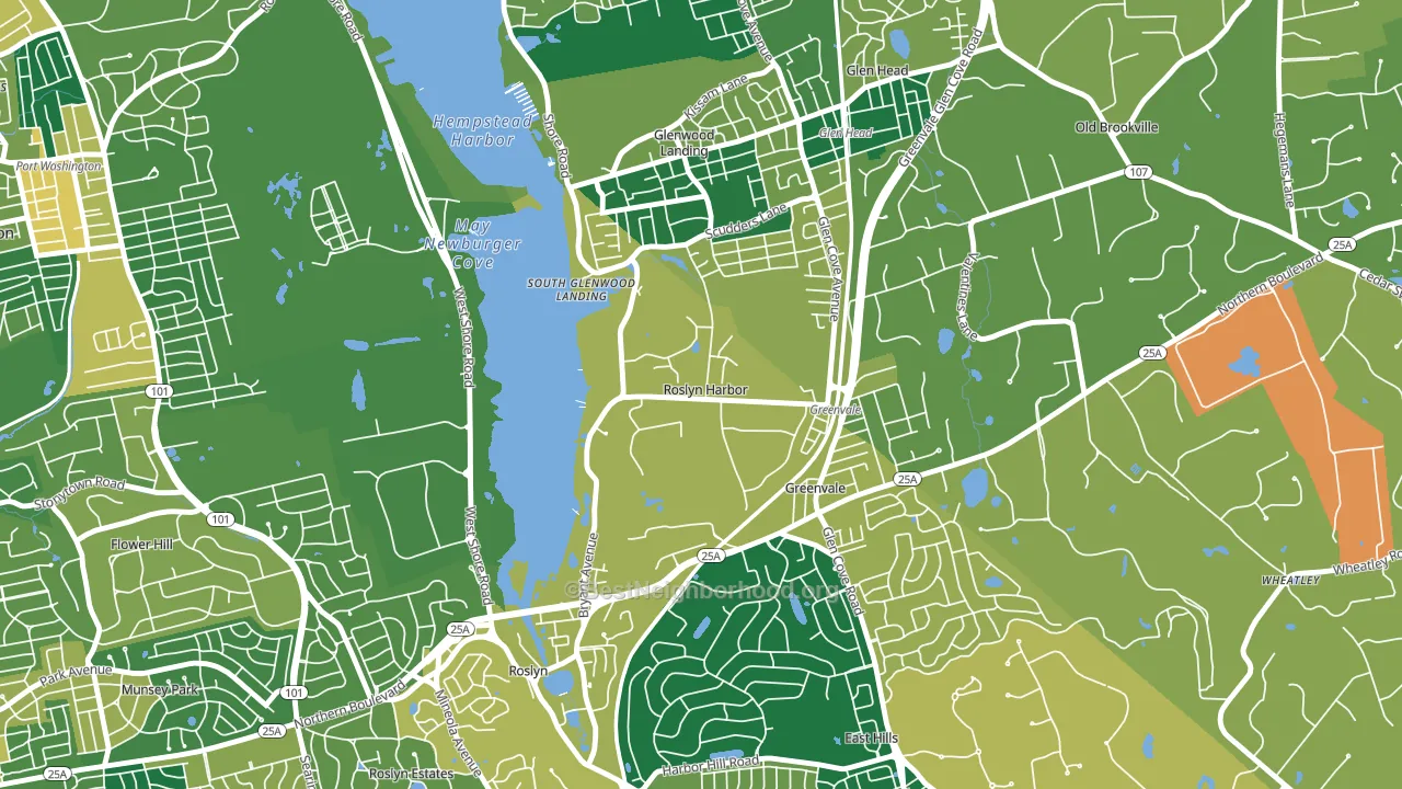 Roslyn Harbor, NY block-group voter-turnout map