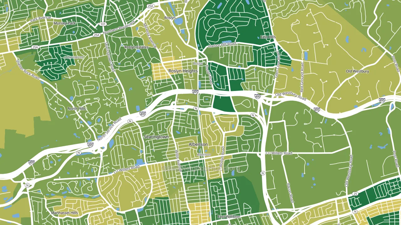 Roslyn Heights, NY block-group voter-turnout map