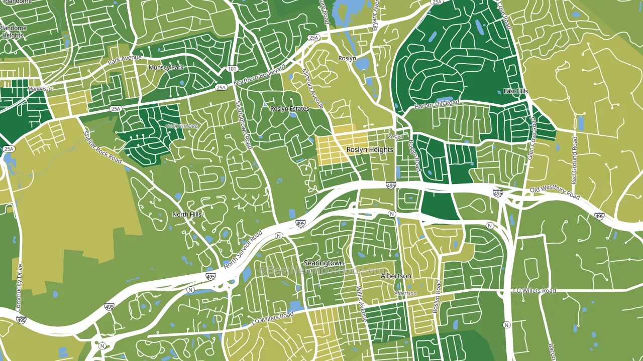 Roslyn, NY block-group voter-turnout map