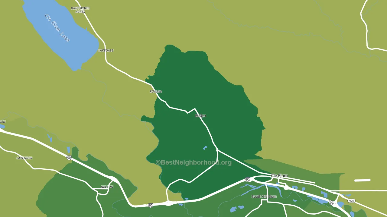 Roslyn, WA block-group voter-turnout map