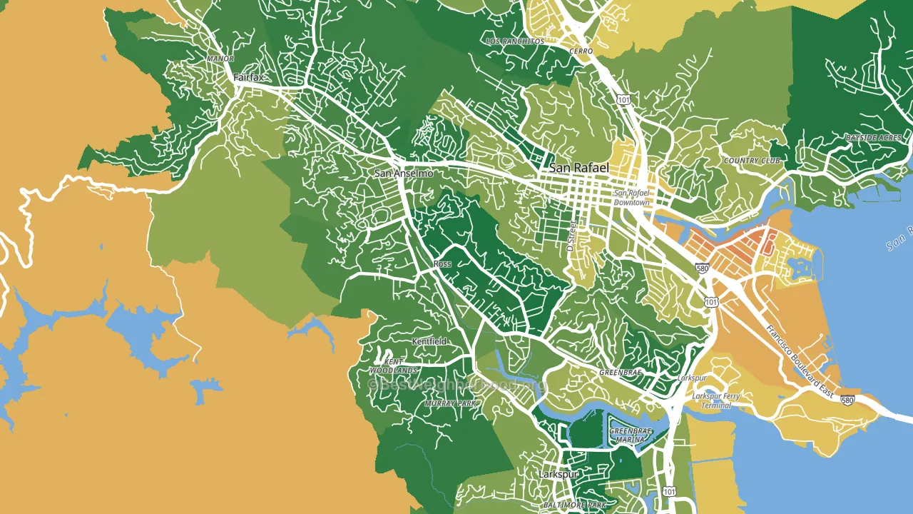 Ross, CA block-group voter-turnout map
