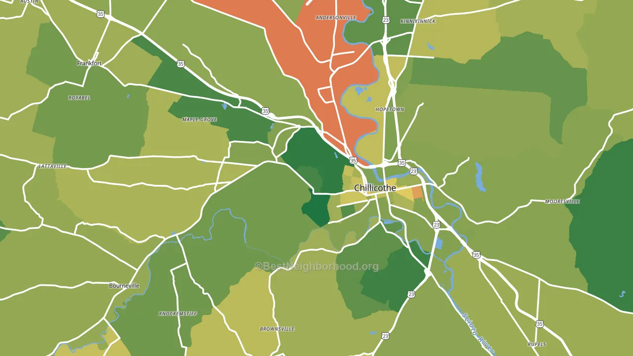 Ross County, OH block-group voter-turnout map