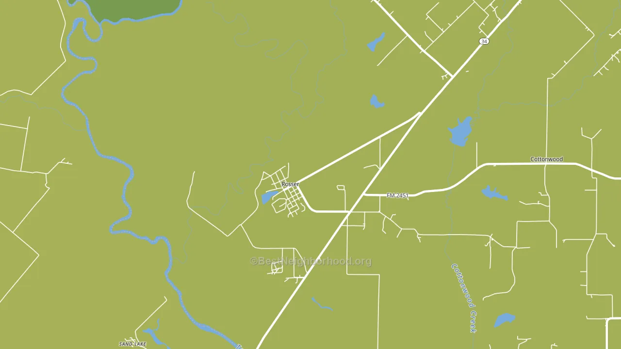 Rosser, TX block-group voter-turnout map