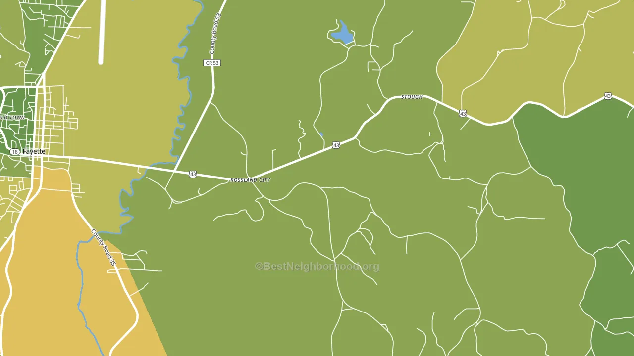 Rossland City, AL block-group voter-turnout map