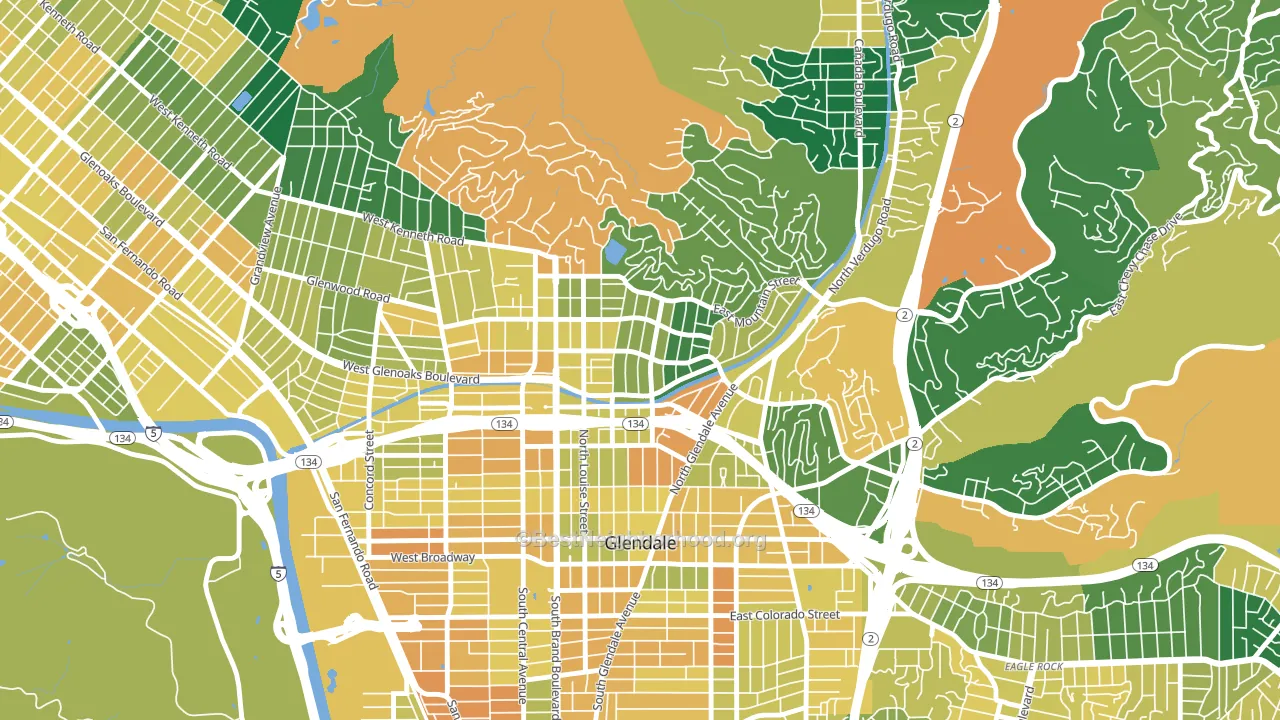 Rossmoyne, Glendale, CA block-group voter-turnout map