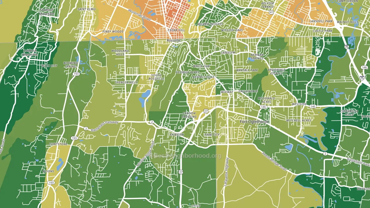 Rossville, GA block-group voter-turnout map