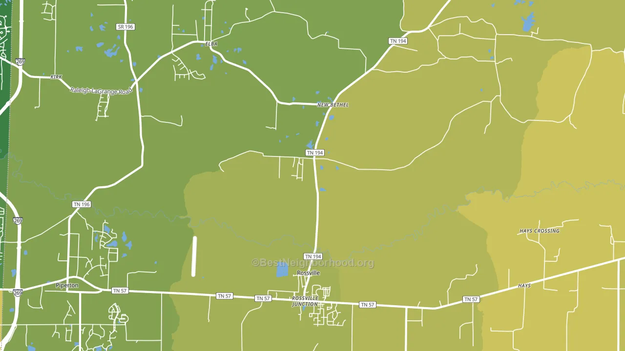 Rossville, TN block-group voter-turnout map