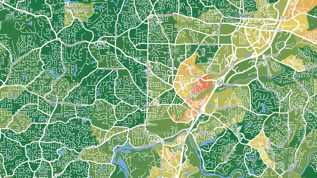 Roswell, GA block-group voter-turnout map