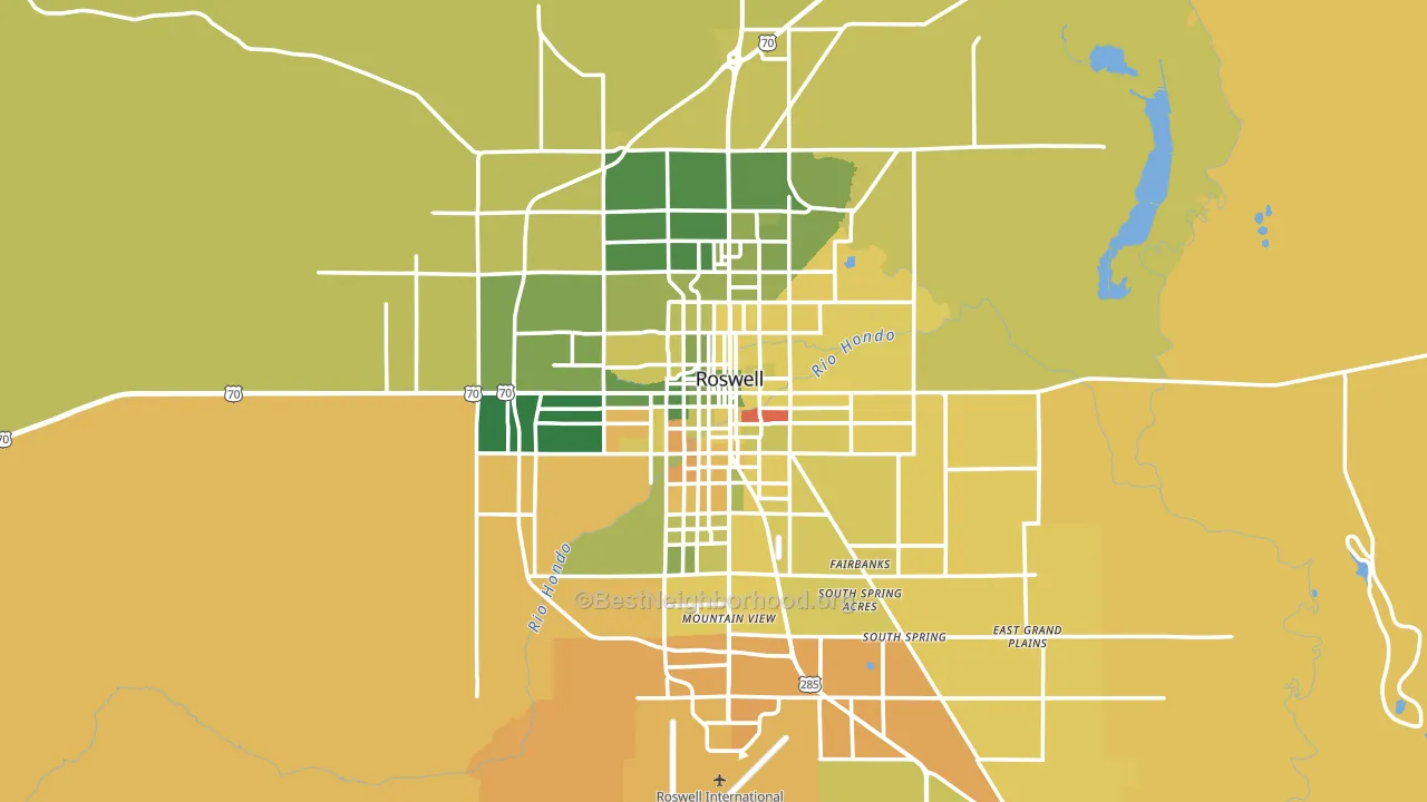 Roswell, NM block-group voter-turnout map
