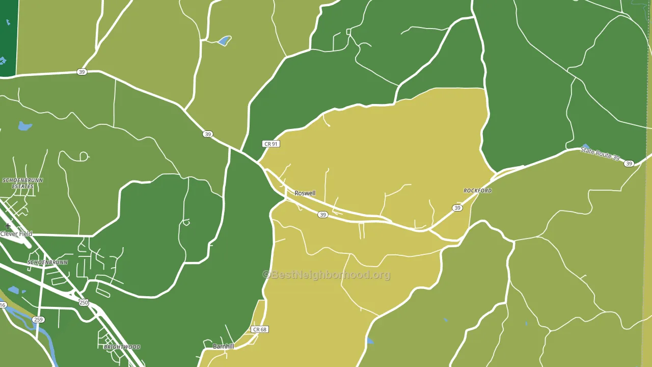 Roswell, OH block-group voter-turnout map