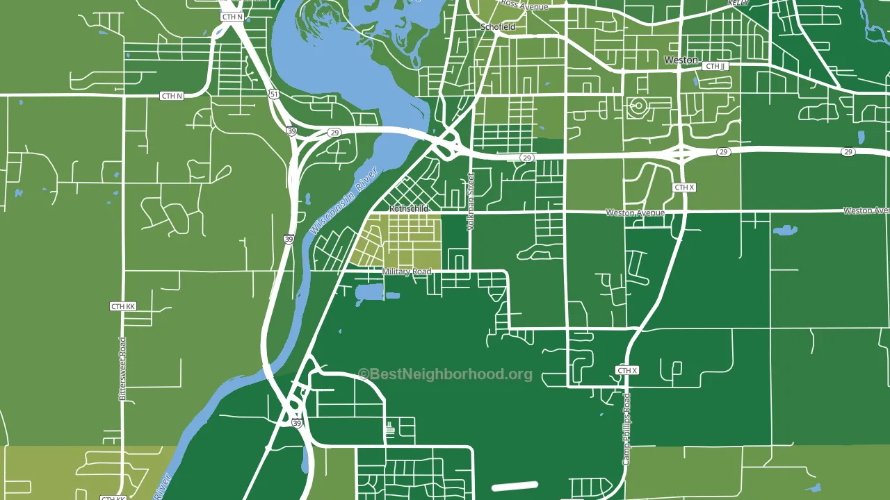 Rothschild, WI block-group voter-turnout map