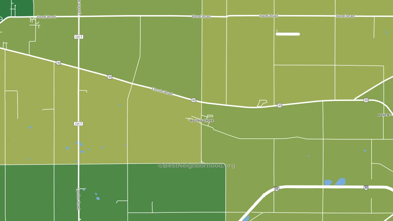 Round Grove, IL block-group voter-turnout map