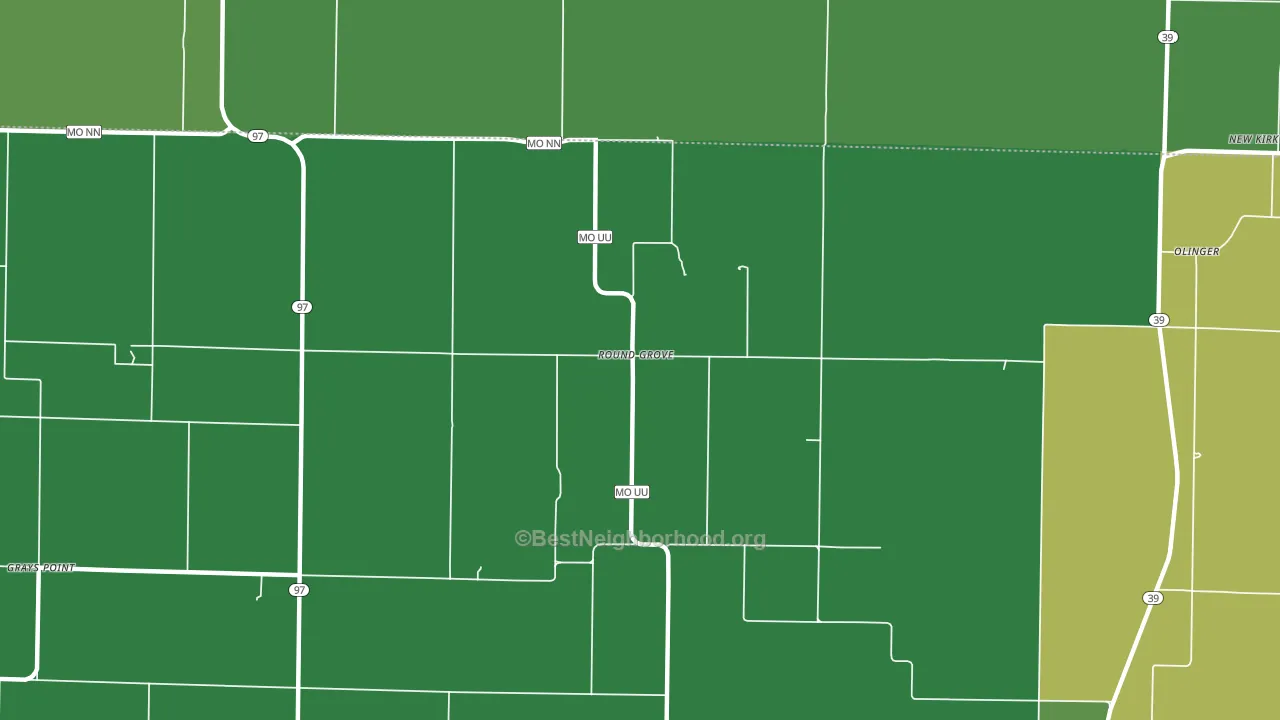 Round Grove, MO block-group voter-turnout map