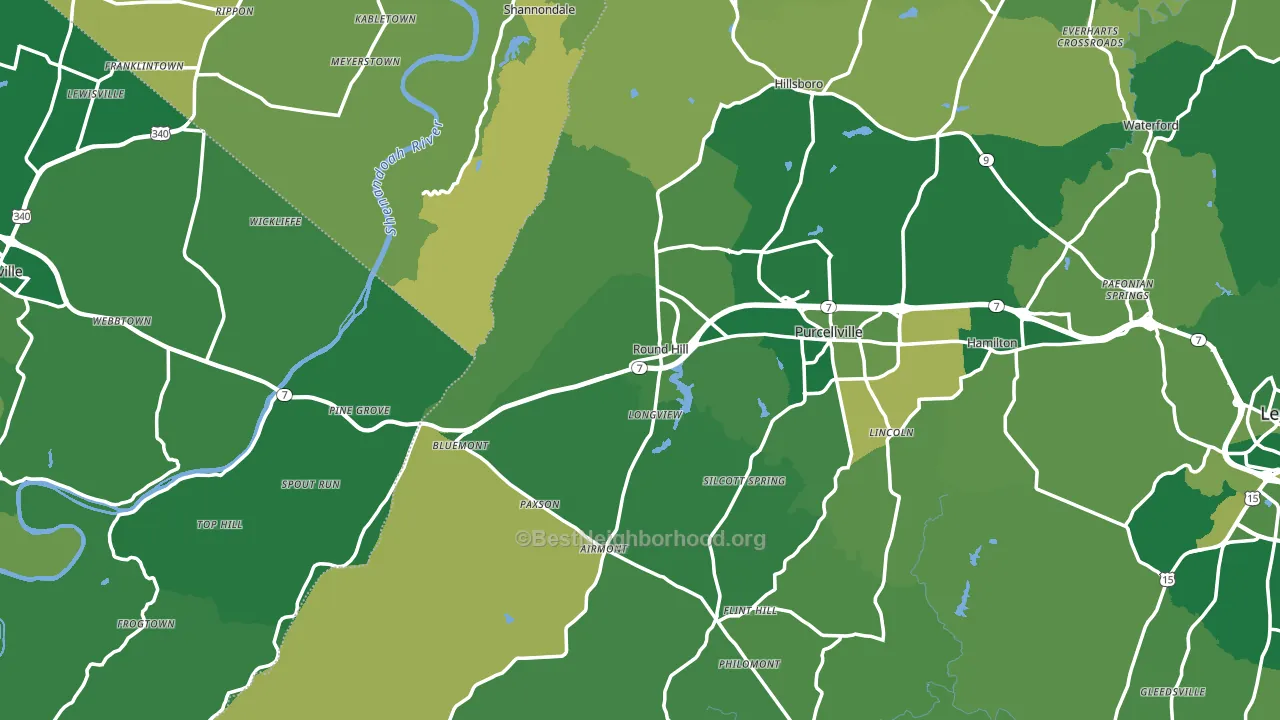 Round Hill, VA block-group voter-turnout map