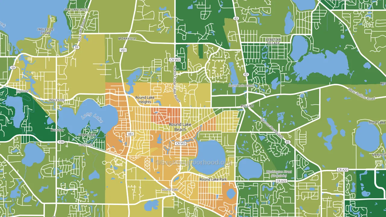Round Lake Beach, IL block-group voter-turnout map